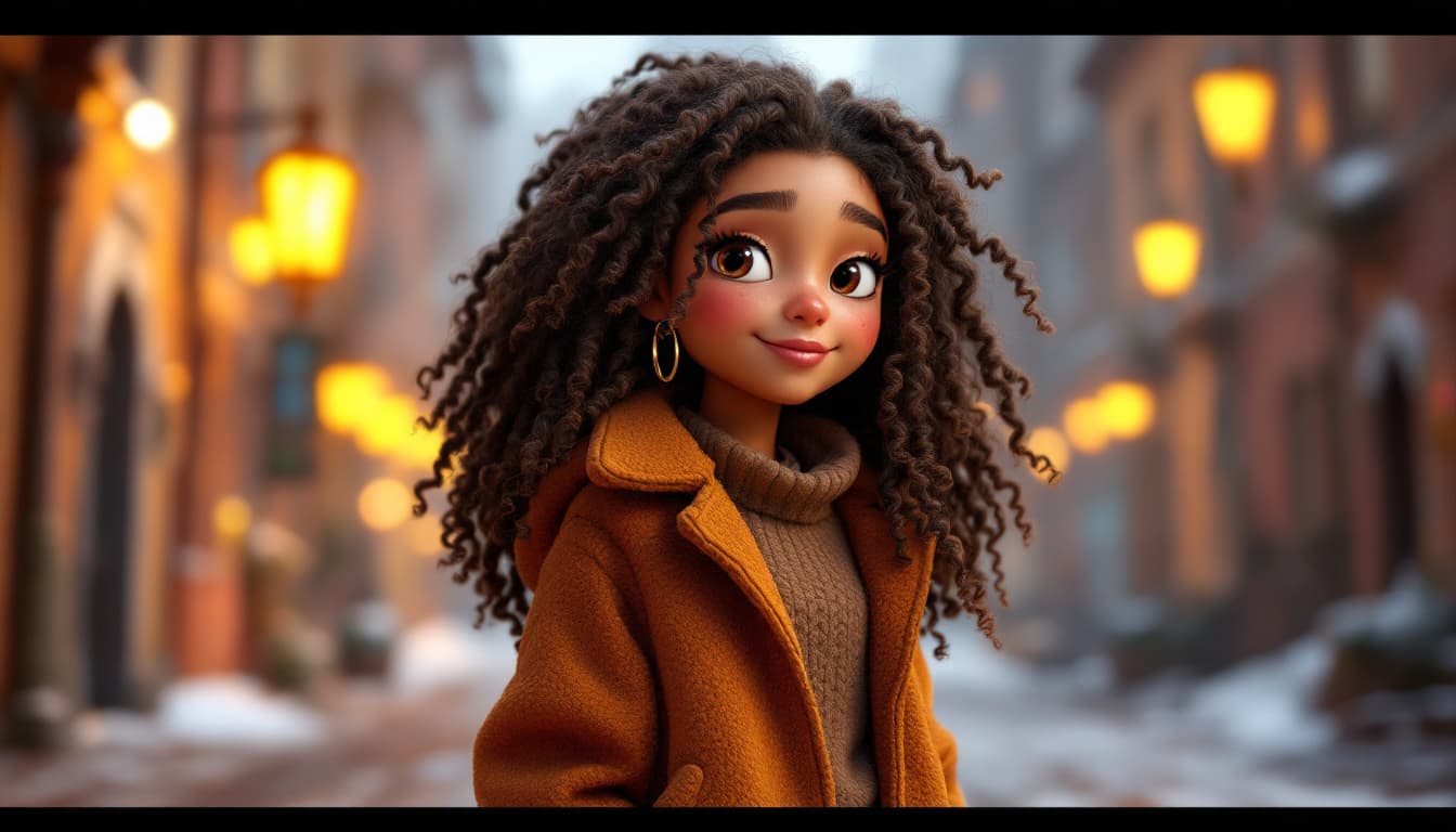 AI generated: a cartoon girl with brown hair and a brown coat, disney concept art :: nixri, ringlet, funny emoji, ...