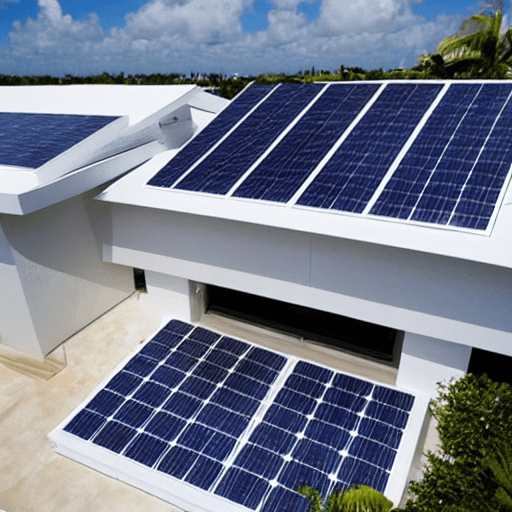 AI generated: modern roof with solar panels in the south florida area