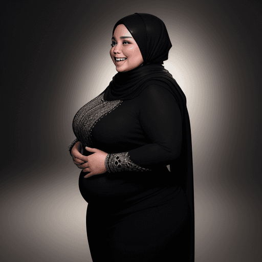 AI generated: dark background, dramatic light, backlight, rim lighting, (chubby:0.3), mexican woman 44yo, laughing...