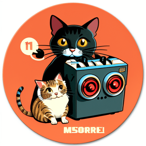 AI generated: Cat and mouse sticker vintage retro style vonoroi craving sticker style cinema 11 k-11d full HD 