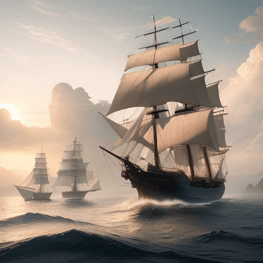 AI generated: Photo of a ultra realistic sailing ship, dramatic light, pale sunrise, cinematic lighting, battered,...