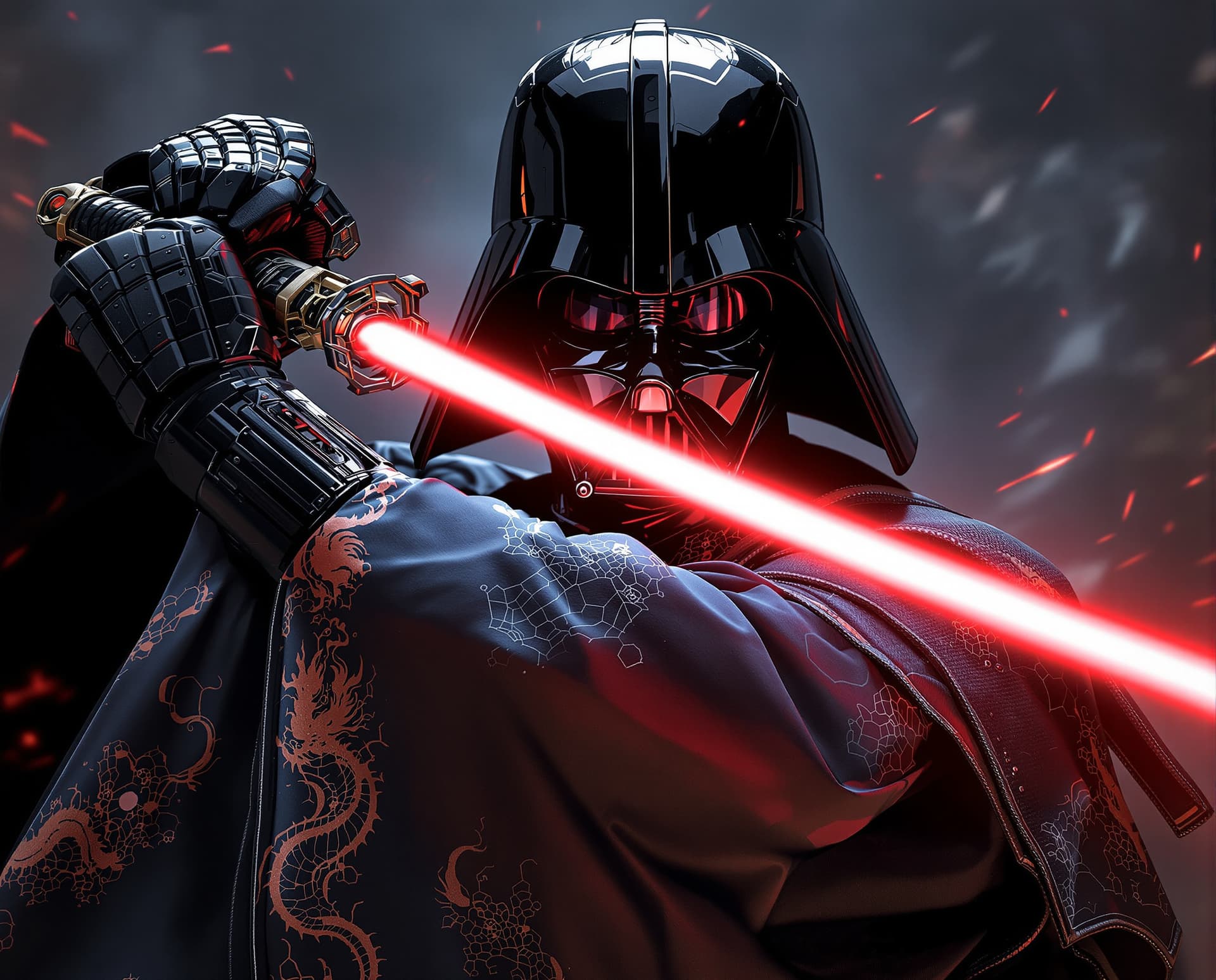 AI generated: image is a high-resolution,spectacular   Star Wars perfect cinematic portrait with a Japanese feudal...