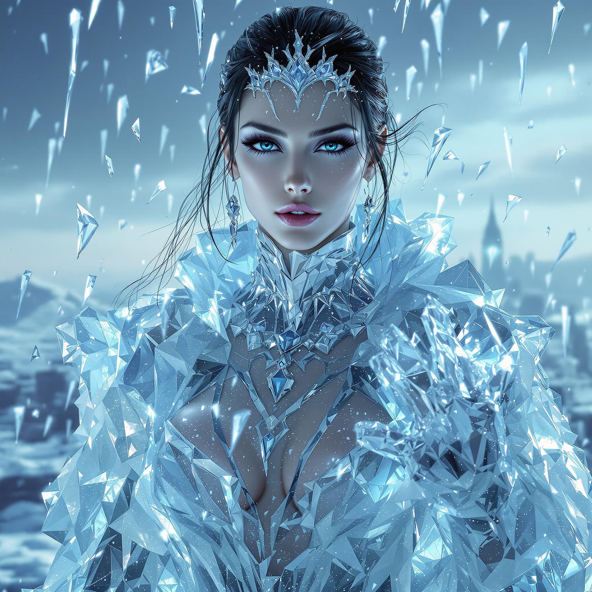 AI generated: Ultra realistic,photorealistic image of a beautiful & gorgeous fair skinned black haired black eye c...