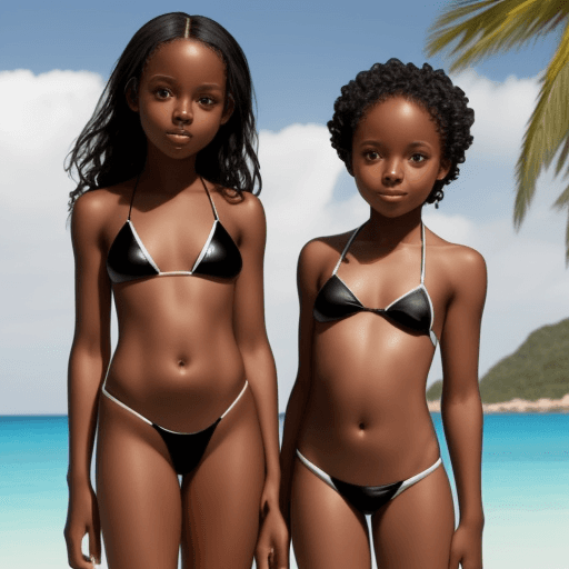 AI generated: two beautiful black girls in bikinis 11 years old