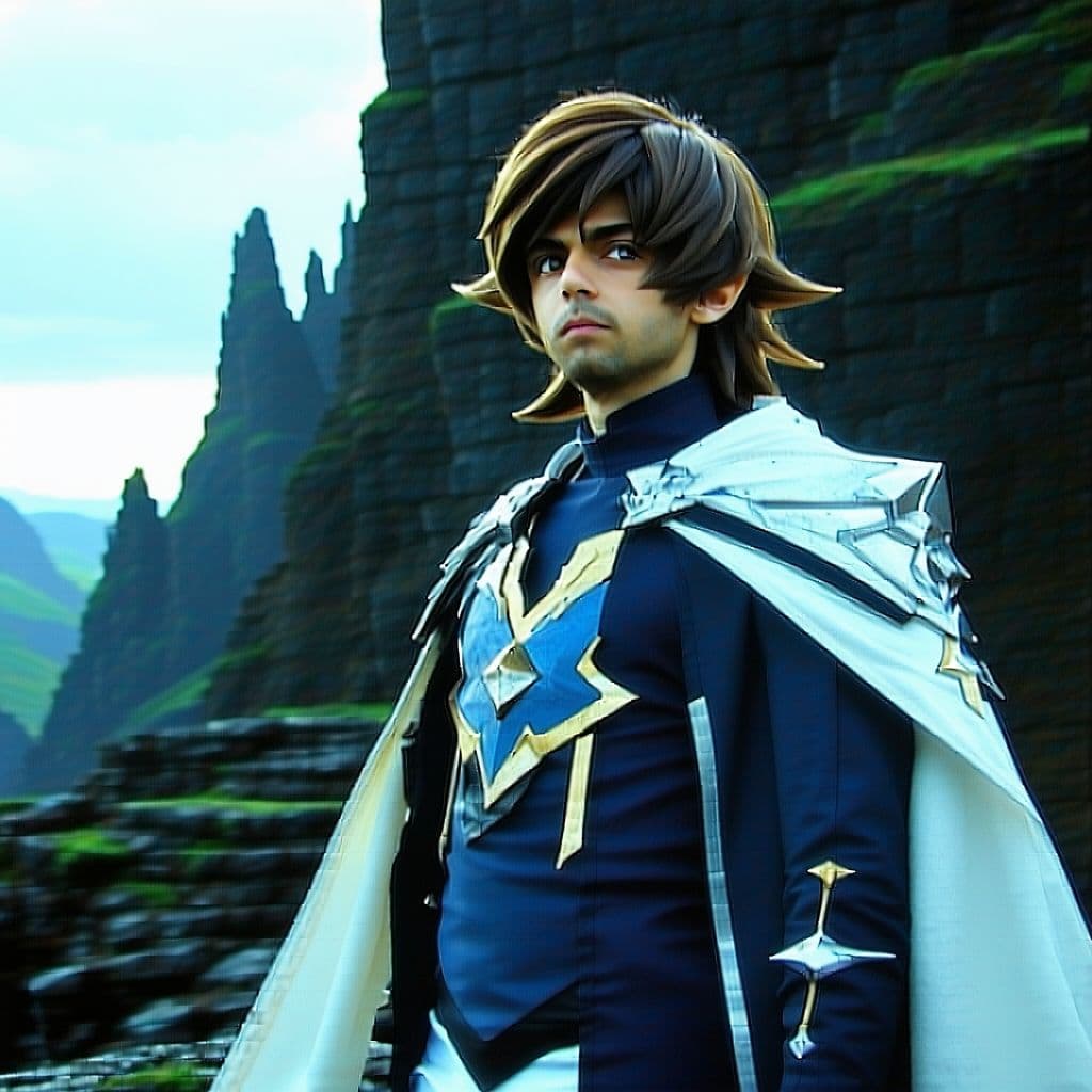 AI generated: Photo Hiper-Realist, Seto Kaiba in an epic setting, with grand scale and adventure, close-up shot.