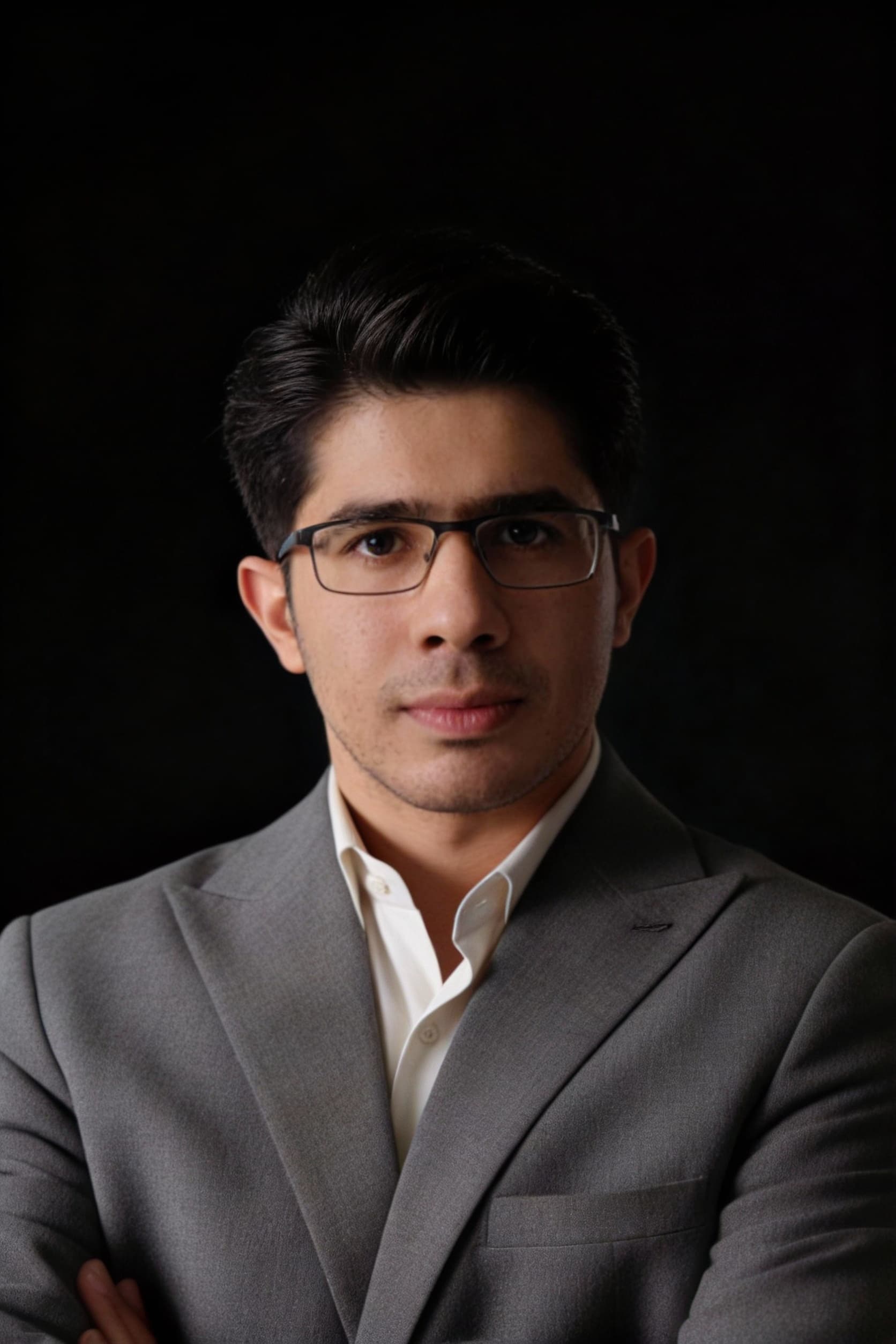 AI generated: handsome Persian man, sharp jawline, intense eyes, cinematic lighting, dramatic shadows, 85mm portra...