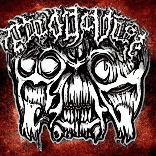 AI generated: group logo "MeatGrinder" in black metal style, logo, horror, dark, death, --ar16:9