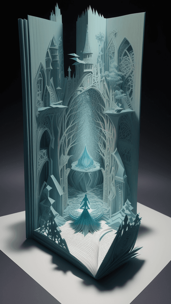 AI generated: a mesmerizing open book 3D paper cut art that defies the boundaries of imagination. Bring the magica...