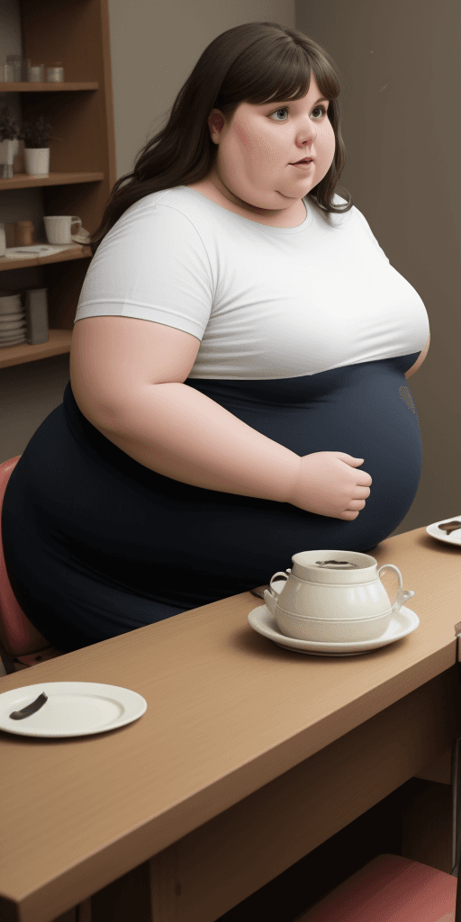 AI generated: a fat women Seeking an effective solution in table