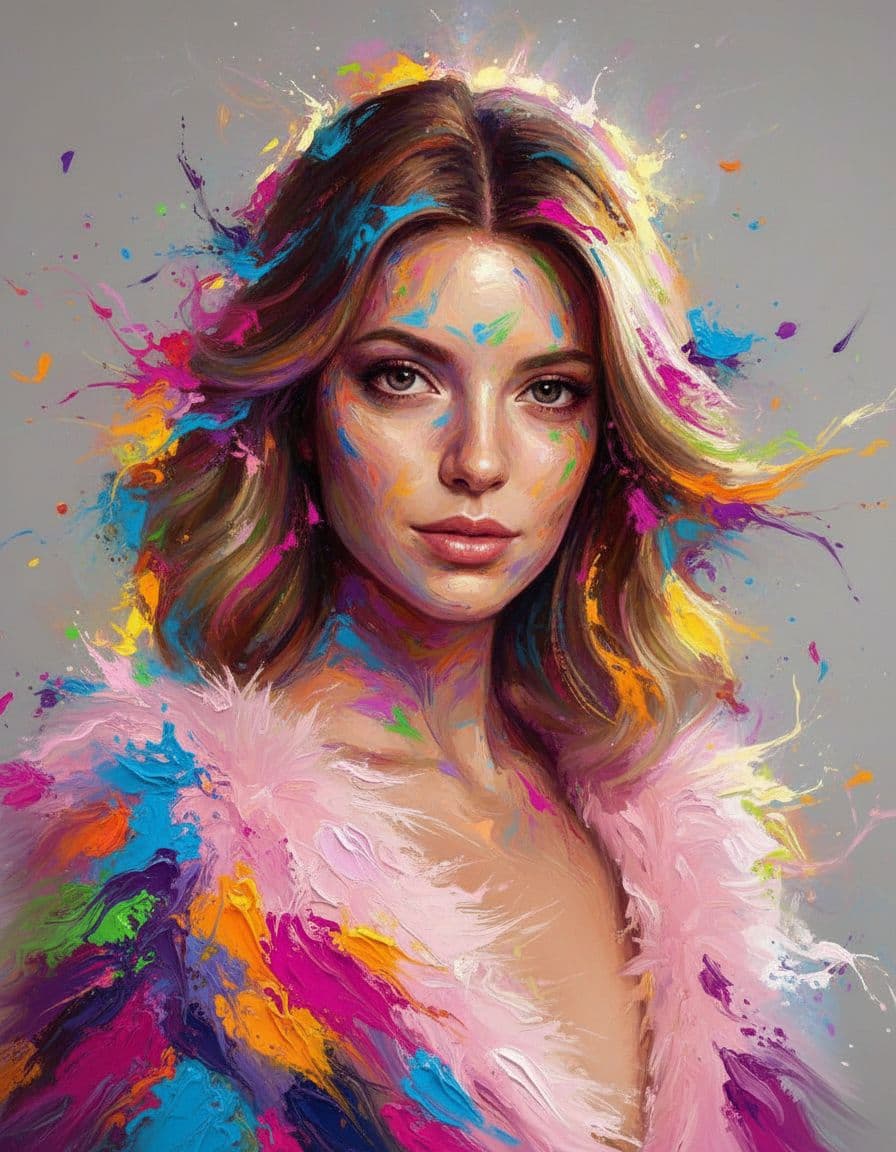 AI generated: woman, colorful realism, intense close-ups --chaos 75 --ar 1:2 --profile rsy6uq9 --stylize 750