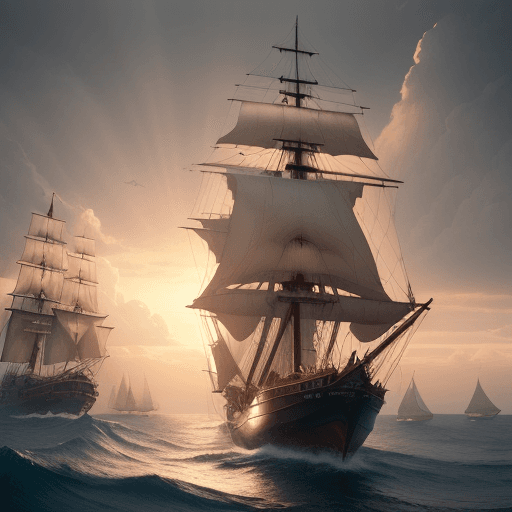 AI generated: Photo of a ultra realistic sailing ship, dramatic light, pale sunrise, cinematic lighting, battered,...