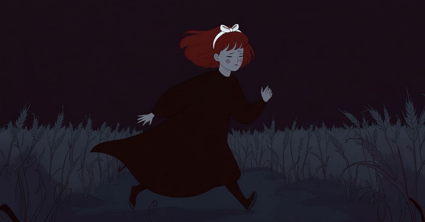 AI generated: make the hair red and add a white bow alice band to her hair.