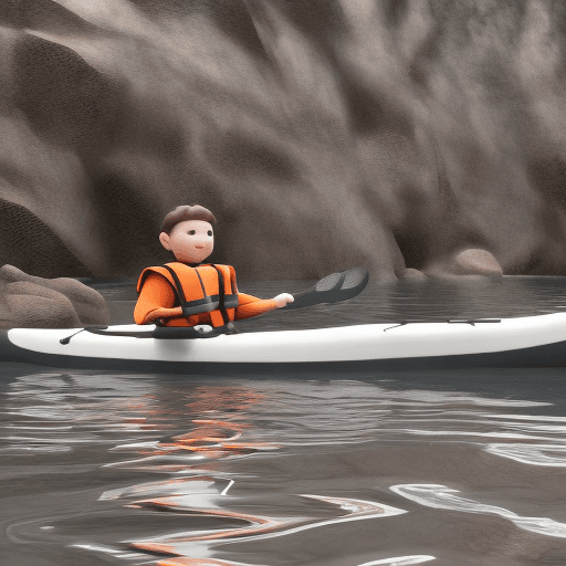 AI generated: Photo of a ultra realistic cute baby otters riding a kayak, wearing lifejackets, cinematic lighting,...