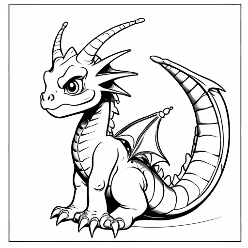 AI generated: cartoon baby forest dragon only the lines so i can paint it and fit the canvas