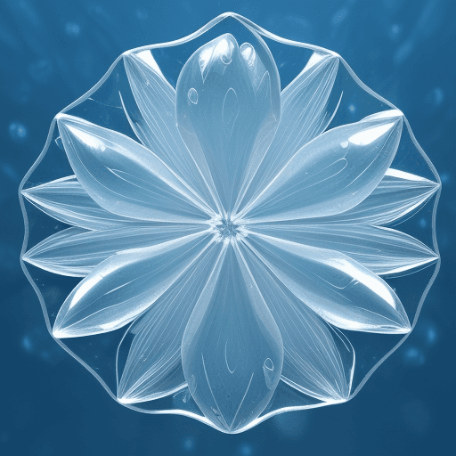 AI generated: Water shape like a rose flower, crystal clear, very creative, flower-like liquid, each petal is made...