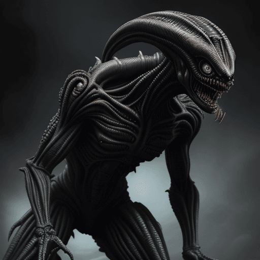 AI generated: alien, full body, terrifying, fierce and threatening, highly detailed and realistic --ar 68:128 --st...