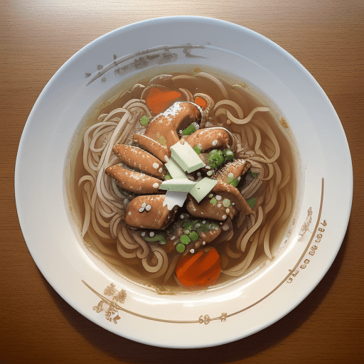 AI generated: masterpiece, high quality, best quality, Teriyaki Chicken Noodle Soup, deep plate, foodphoto, <lora:...
