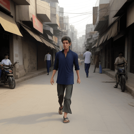AI generated: a boy name imran walking in street 