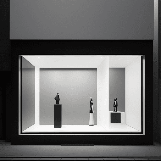 AI generated: minimalist store exterior, at dusk, the architecture should feature clean lines with a sophisticated...