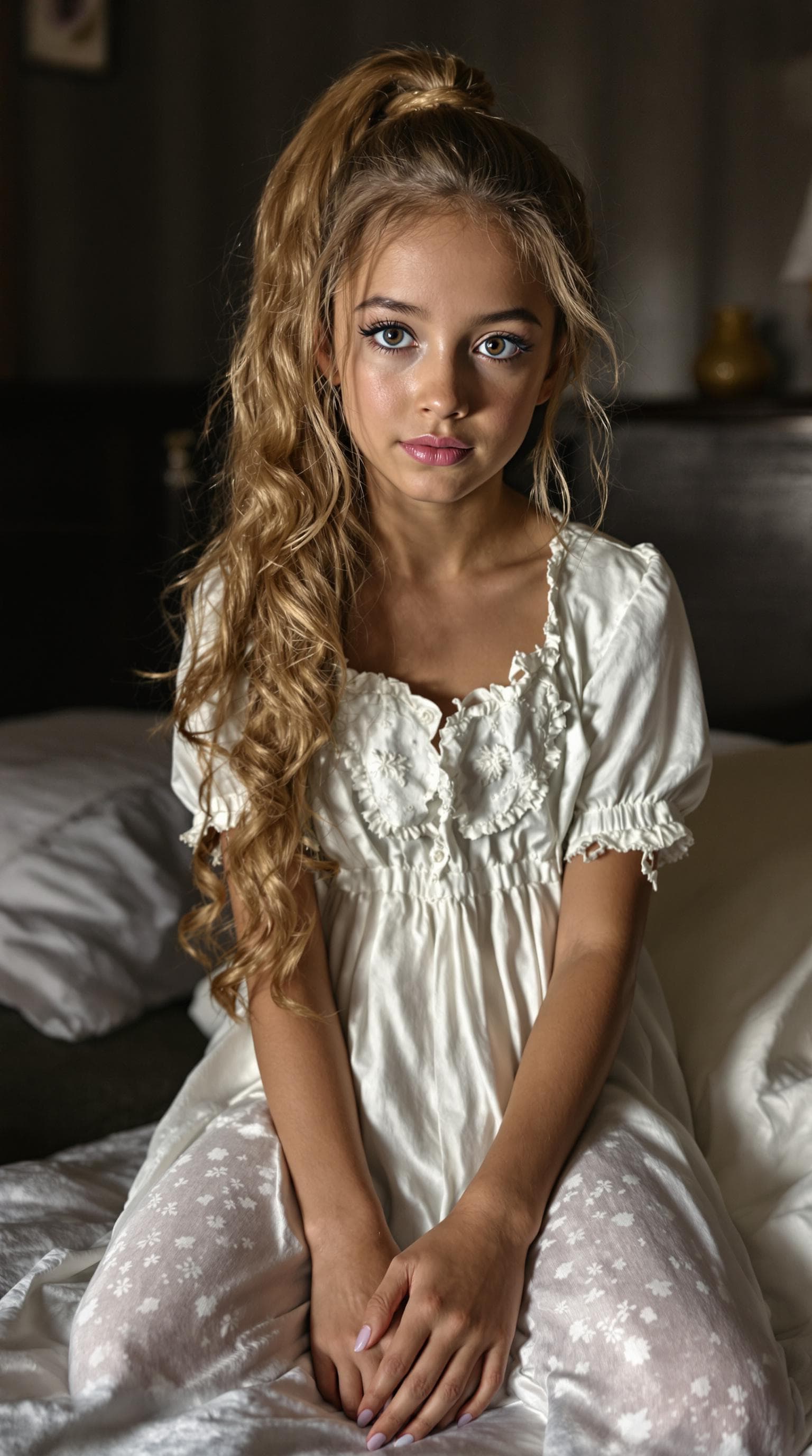 AI generated: a professional photo of a exceptionally beautiful girl aboard the Royal Mail Ship Titanic (age 9), (...