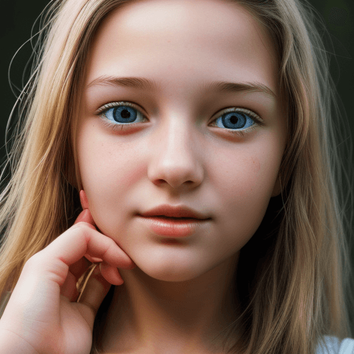AI generated: robot hand touching girls face, girl, (perfect detailed face, detailed eyes, face close up)