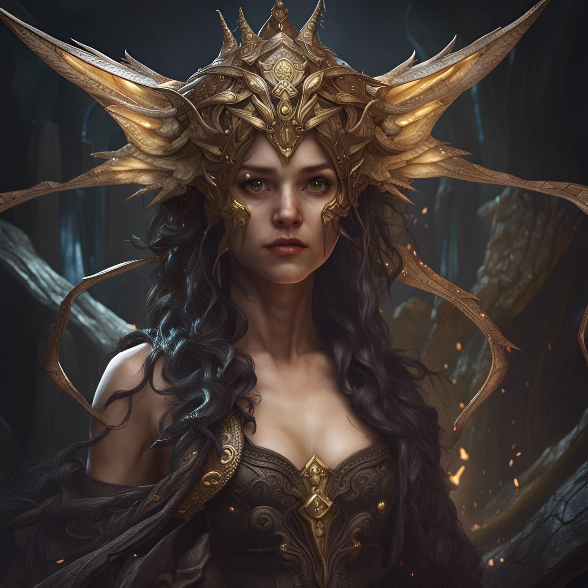 AI generated: A fairy,  hyperdetailed eyes, hyperrealism extremely detailed epic masterwork, dark fantasy detailed...