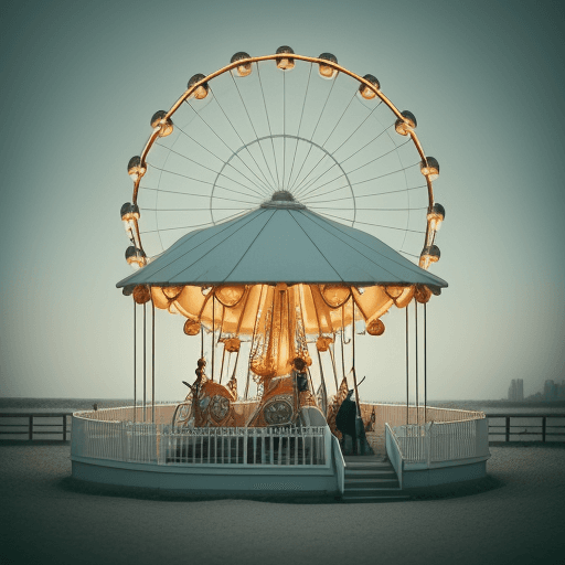 AI generated: Kodak photography of marry-go-round, dreamy mood, instagram mood, 8k, minimalism, modern, --ar 4:3