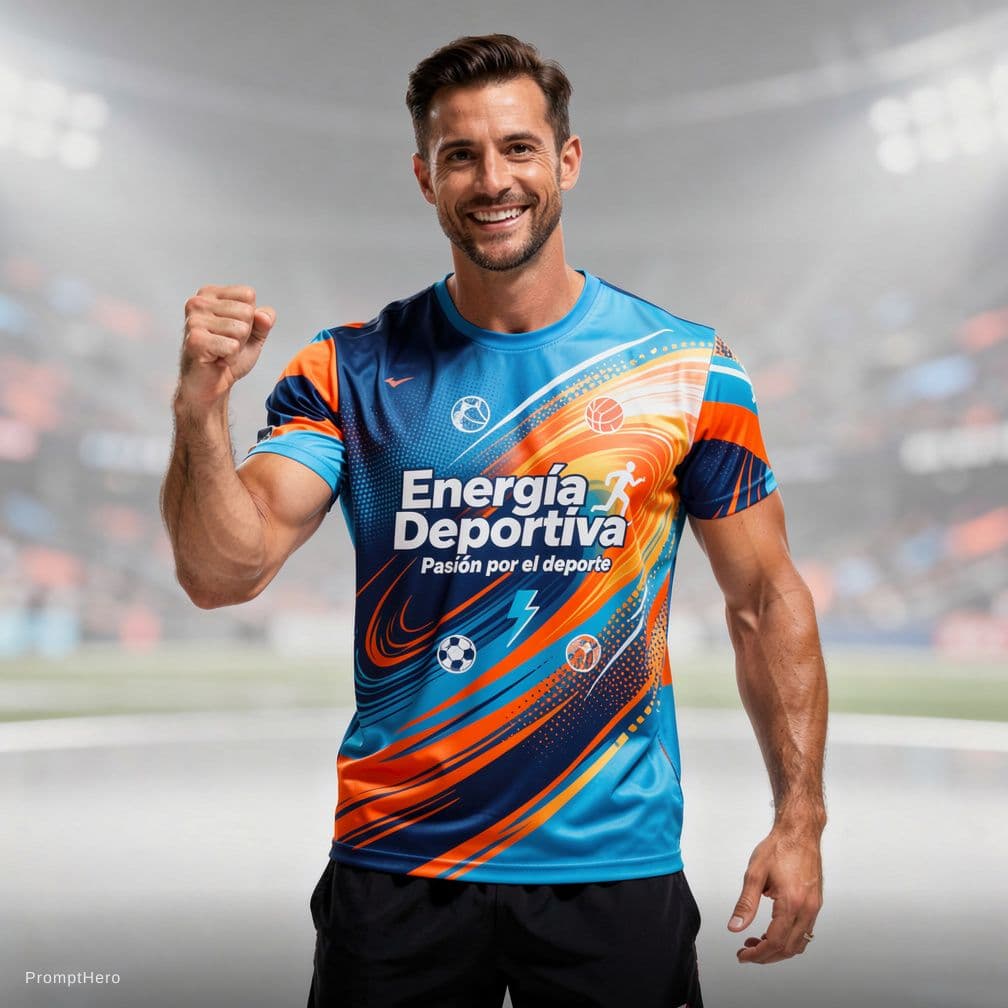 AI generated: ¡Demuestra tu pasión por el deporte con esta camiseta llena de energía! Con un diseño dinámico y vib...