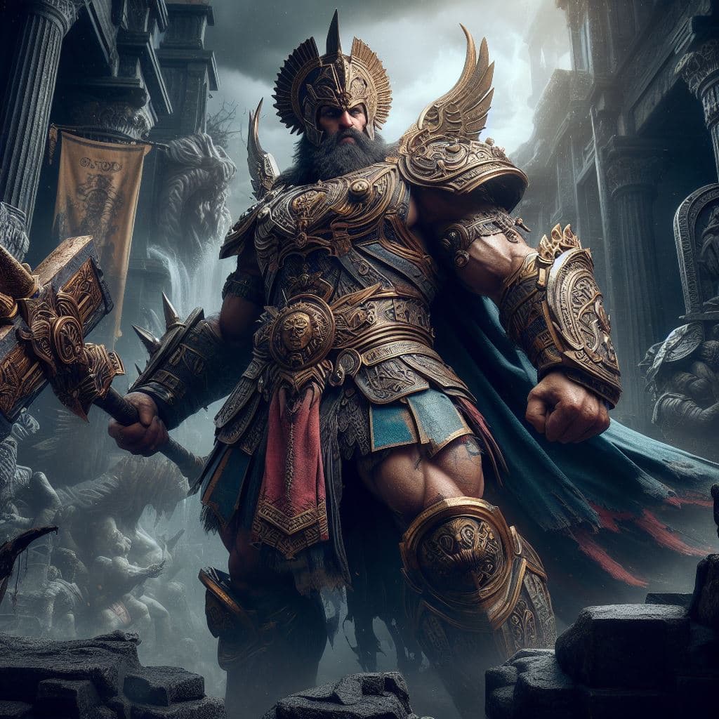 AI generated: God-King Darius: Capture the imposing figure of God-King Darius in a hyper-realistic photograph set ...