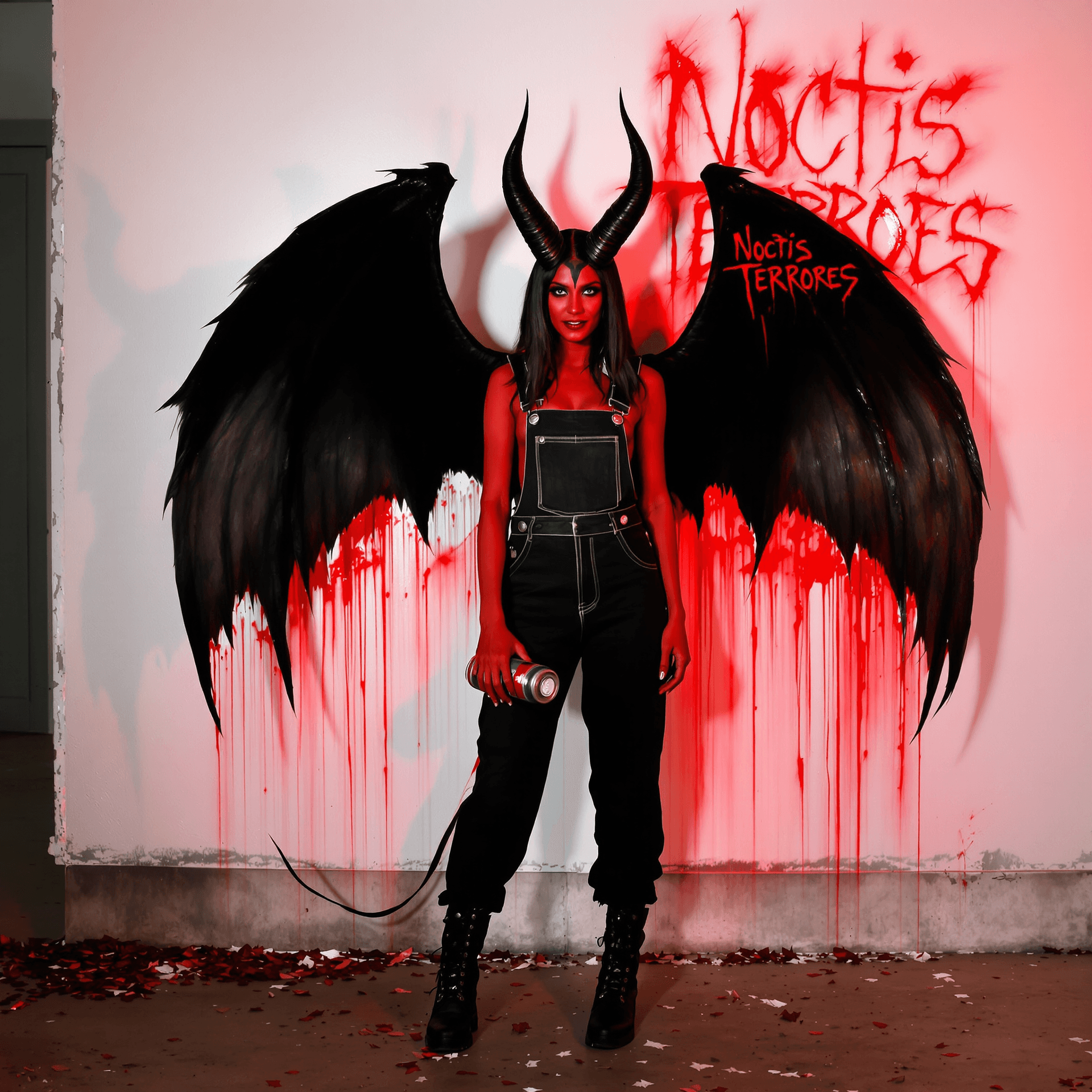 AI generated: Fullbody view. bold composition, in a bold posing,  album cover art, wide angle, ful frame: From a d...
