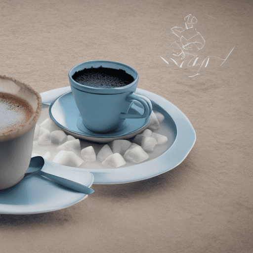 AI generated: caffè freddo con ghiaccio,in prospettiva, paesaggio realistico spiaggia estate, octane render, 8k