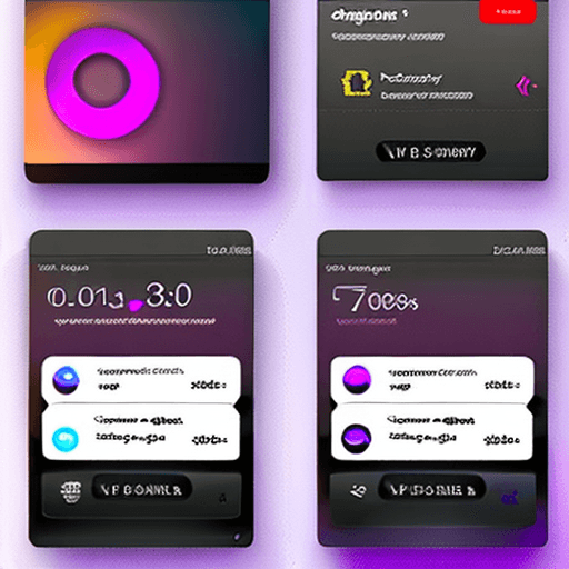 AI generated: UI for a app installer application like pay store dark themed, purple and black gradient and hue, mi...