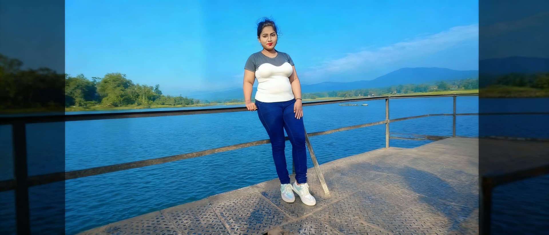 AI generated: Looking fat body with t shirt,big boobs curvy
