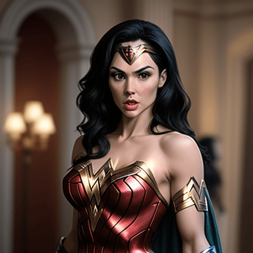 AI generated: Charlie Murphy irish actress dressed as wonder woman 