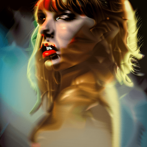 AI generated: Taylor Swift, ((incorporeal)) ghost, surrounded by glowing fog, black backdrop background, dynamic p...