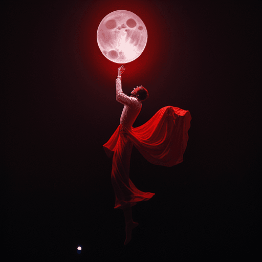 AI generated: Portrait of a ghost floating hovering in the air., He covers his disgusting body with a red crimson ...