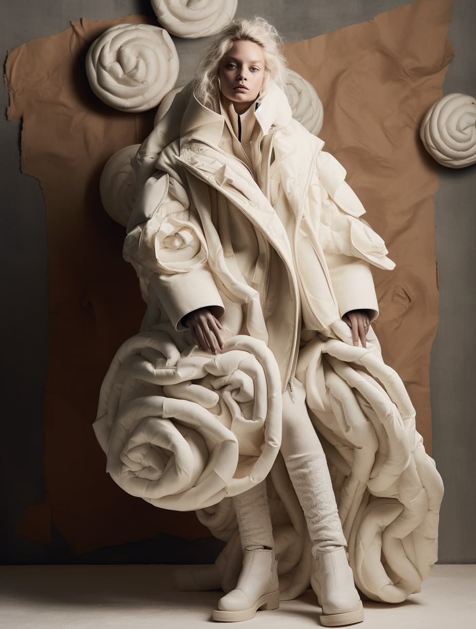 AI generated: comme des garcons editorial white people abstract all made of clay abstract mama surrealistuc chanel...