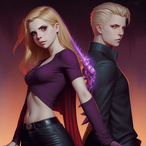AI generated: From the Buffy the vampire slayer show, buffy summers in love with spike the vampire, lois van baarl...