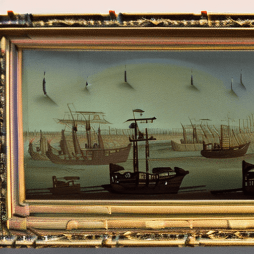 AI generated: Ultra-high def eye level cityscape of the boston harbor circa 18th century as pixar scene