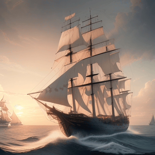 AI generated: Photo of a ultra realistic sailing ship, dramatic light, pale sunrise, cinematic lighting, battered,...