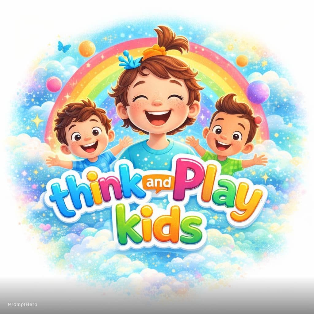 AI generated: Make nice and beautiful logo for a kids channel named think and play kids with beautiful background ...