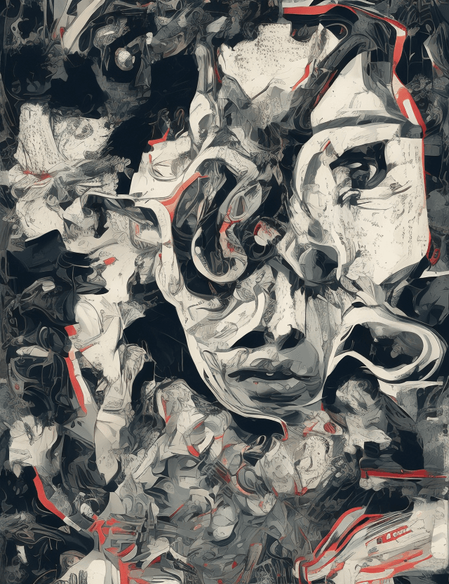 AI generated: Unapologetic, Perfectcore, bizarre, freaky graphic poster, lust, futuristic, strong graphic, line, B...