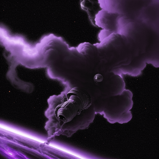 AI generated:  Spike spiegel smoke beside the black hole, purple, black, space, amazing, deep, spaceship, 