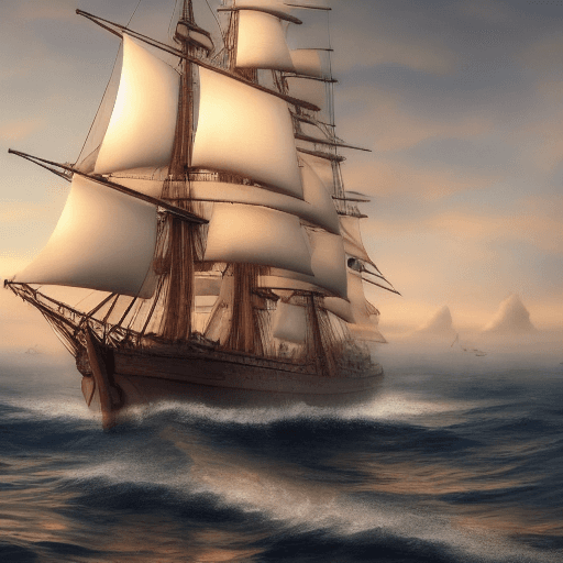 AI generated: Photo of a ultra realistic sailing ship, dramatic light, pale sunrise, cinematic lighting, battered,...