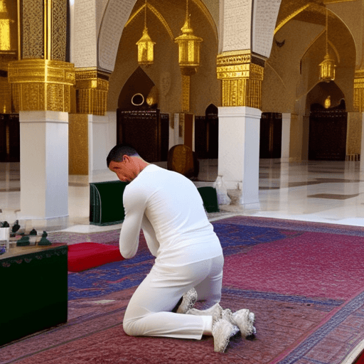 AI generated: Cristiano Ronaldo praying in the mosque