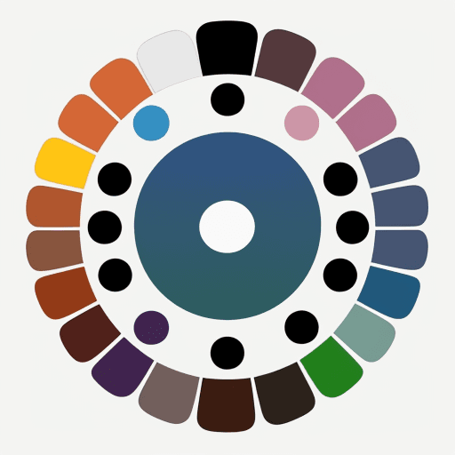 AI generated: cartoon style flat Pie chart with circle in the middle and 8 equal sized slices each with different ...