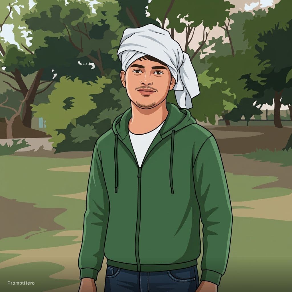 AI generated: create a man 2d with a nice random main color hooded 
jacket, a nice pants.create a gray male 2d wi...
