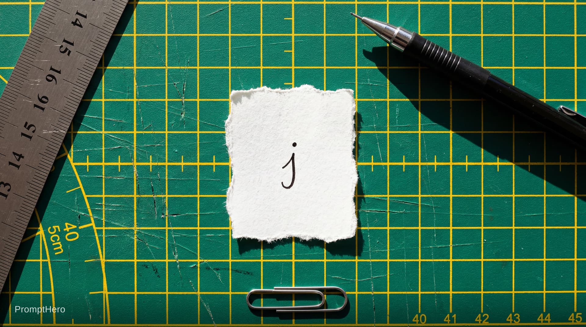 AI generated: 
Strict 90-degree top-down view, perfectly perpendicular. A tiny handwritten fragment “J” beginning ...