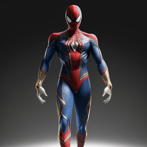 AI generated: High resolution futuristic spiderman, his suit should be white with gold, it should look very impres...