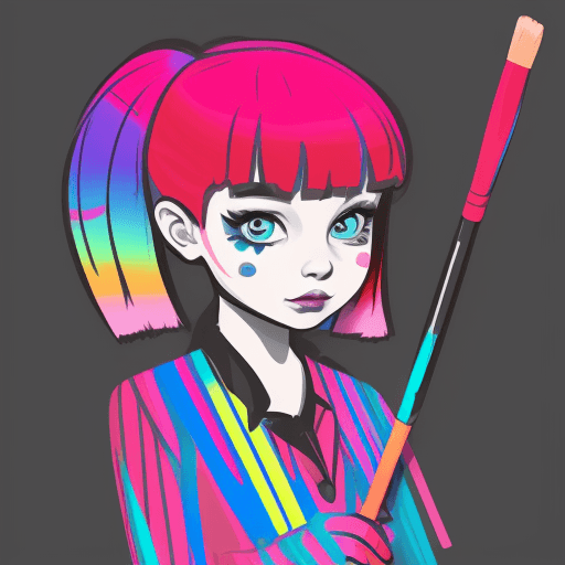 AI generated: dblinebrush style girl lots of colored lines